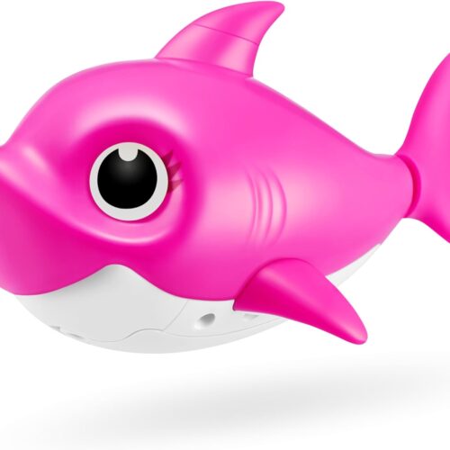 Robo Alive Junior Baby Shark New Silicon Fins Version Singing and Swimming Mommy Shark (Pink) by ZURU