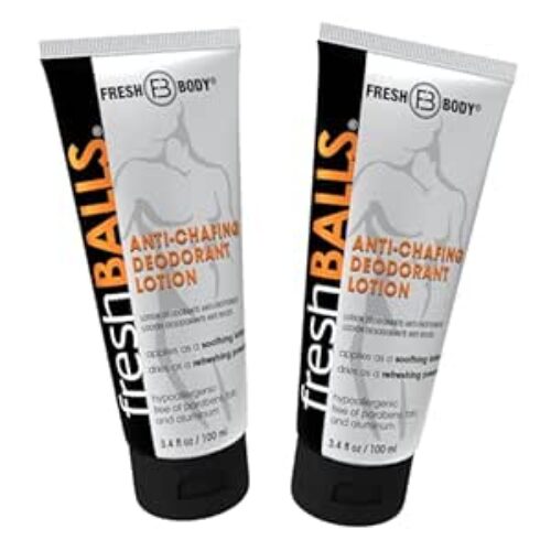 FRESH BALLS Lotion | Anti-Chafing Comfort Men’s Soothing Cream to Powder Ball Deodorant and Hygiene for Groin Area, 3.4 fl oz (Pack of 2)