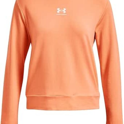 Under Armour Womens Rival Terry Crew, (868) Mellow Orange / / White, Small