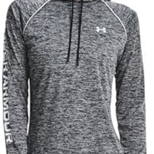 Under Armour Womens Tech Twist Hoodie Sweatshirt, Black / White, Large US