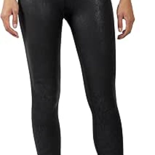 90 Degree By Reflex – Vintage Lux Faux Leather Super High Waist Ankle Legging – Cracked Black – Small