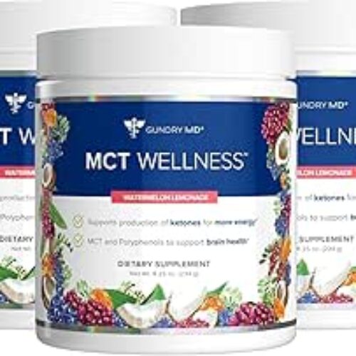 Gundry MD MCT Wellness Powder to Support Energy, Ketone Production and Brain Health, Keto Friendly, Sugar Free (90 Day Supply, Watermelon Lemonade)
