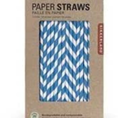 Kikkerland Design 255173 Biodegradable Paper Straws, Blue – 144 Count
