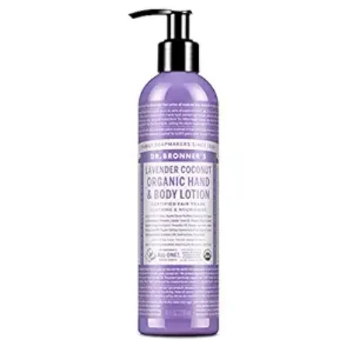 Dr. Bronner’s – Organic Lotion (Lavender Coconut, 8 Ounce) – Body Lotion and Moisturizer, Certified Organic, Soothing for Hands, Face and Body, Highly Emollient, Nourishes and Hydrates, Vegan, Non-GMO