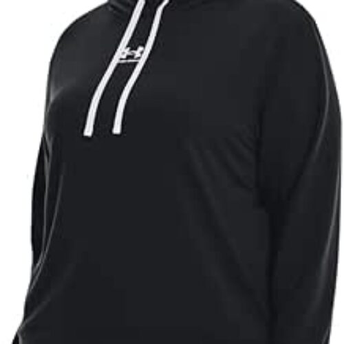 Under Armour Womens Rival Terry Hoodie, Black (001)/Black, 1X
