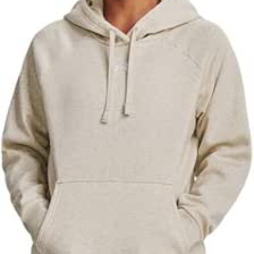 Under Armour Womens Rival Fleece Hoodie, (784) Oatmeal Light Heather / / White, Large