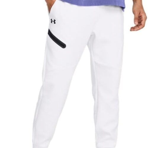 Under Armour Mens Unstoppable Fleece Joggers – Breathable and Stretchy XXL White-Black