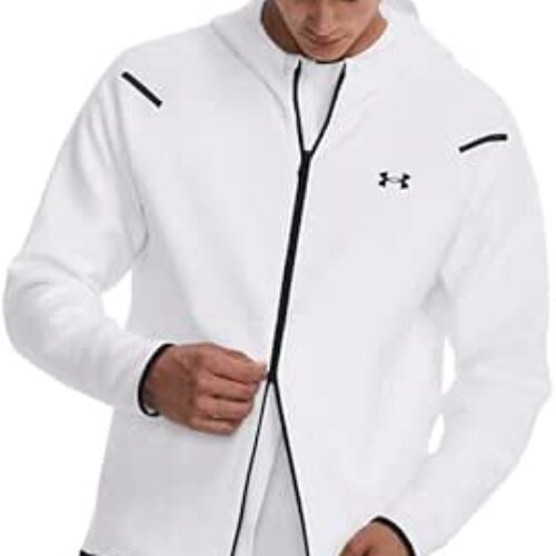 Under Armour Mens Unstoppable Fleece Full-Zip – Superior Breathability LG White-black