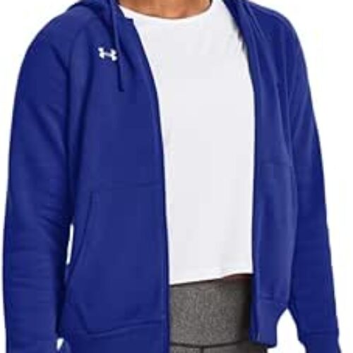 Under Armour womens Rival Fleece Full Zip Hoodie, (400) Royal / / White, Large