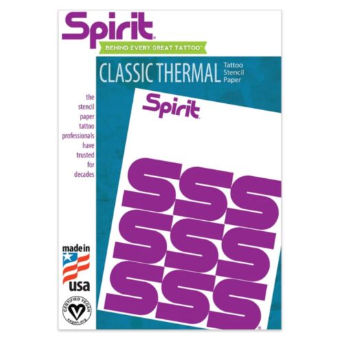 Spirit® Classic Thermal Tattoo Transfer Paper 8.5″ X 11″ – 100 Sheets, Tattooing Stencil Paper, Proudly made in the USA