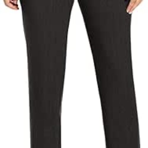 Rafaella Women’s Curvy Gabardine Slim Leg Stretch Dress Pant, 32 inch Inseam, Pull-on, with Pockets (Size 4-16), Graphite, 14 Short