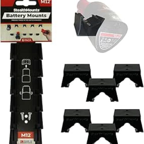 StealthMounts Battery Holder Compatible with Milwaukee M12 (6 Pack) – Black | StealthMounts Battery Mounts | Made in The UK