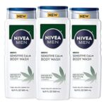 NIVEA MEN Sensitive Calm Body Wash with Vitamin E and Hemp Seed Oil, 3 Pack of 16.9 Fl Oz Bottles