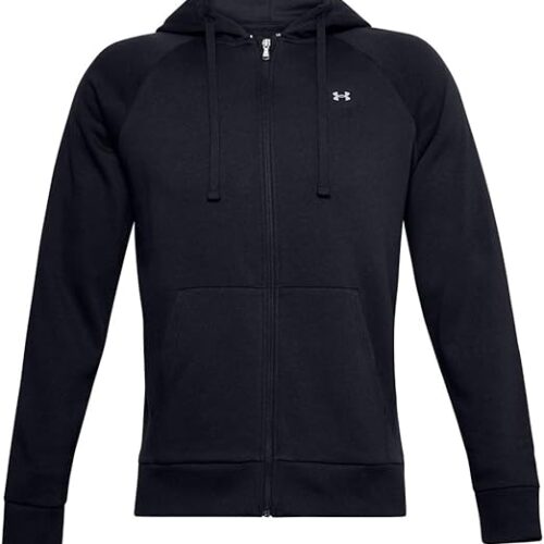 Under Armour Men’s UA Rival Fleece Full Zip Hoodie , Black (001)/Onyx White , Large