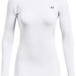 Under Armour Womens Authentics Long Sleeves Crew Neck T-Shirt, White (100)/Black, Small