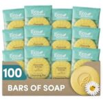 Eco Botanics Travel-Size Cleansing Bars | Individually Wrapped Single‑Use Hospitality & Hotel Amenities 0.5 oz | Case of 100 Thin Mini Soap Bars