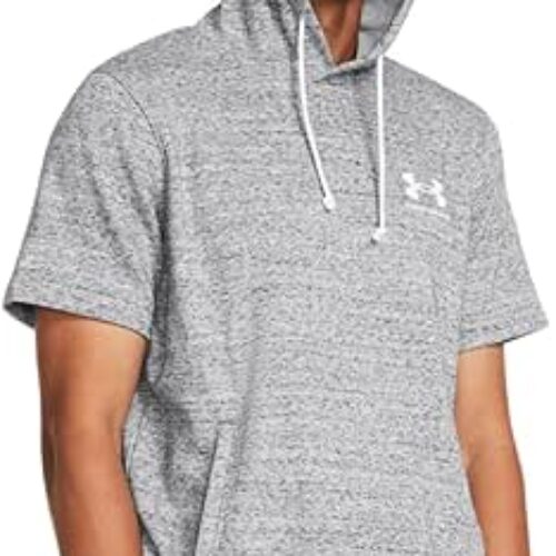 Under Armour Men’s Rival Terry Short-Sleeve Hoodie, (011) Mod Gray Light Heather / / Onyx White, XX-Large