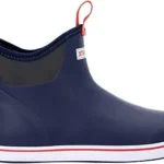 Xtratuf men’s waterproof fishing boots in navy and red, size 10