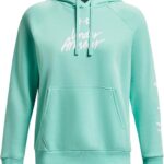 Under Armour womens Rival Fleece Graphic Hoodie, (361) Neo Turquoise / / White, Large