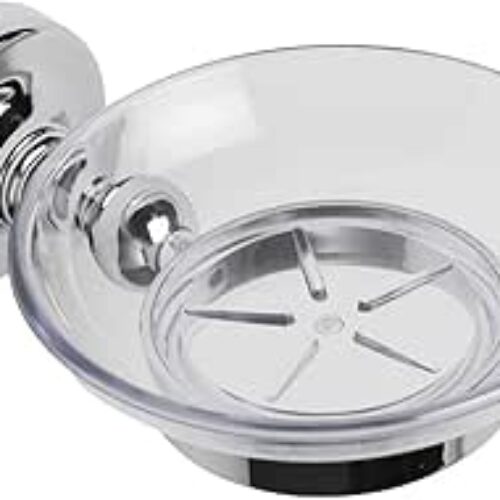 Croydex Flexi-Fix Easy to Fit Wimborne Soap Dish and Holder, Chrome