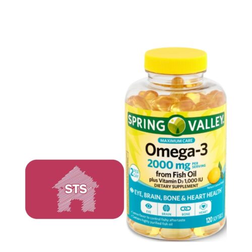 Spring Valley Omega-3 from Fish Oil 2000 mg, Maximum Care, 120 count + STS Sticker.