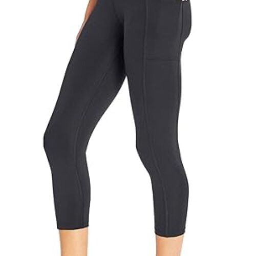 Bally Total Fitness Women’s High Rise Pocket Mid-Calf Legging, Black, Medium