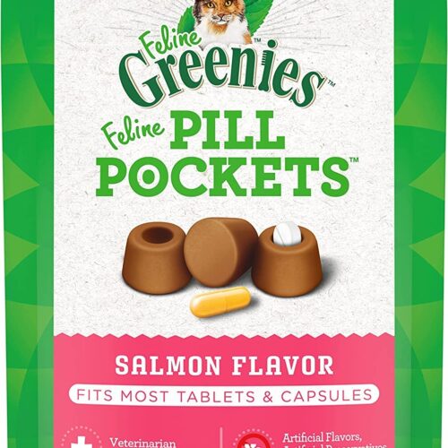 Greenies Pill Pockets Salmon Treats For Cat, 1.6 oz, Pack of 3