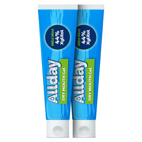 Allday Dry Mouth Treatment Gel – Maximum Strength Xylitol, Fast Acting, Non-Acidic (2 Tubes Inside One Box)