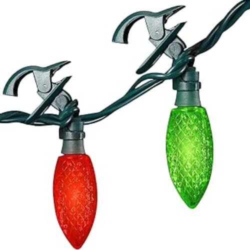 Noma 67 Ft 100 Multi-Color Bulbs Quick-Clip LED String Lights Christmas Decoration Indoor Outdoor Holiday Display, Green Wire