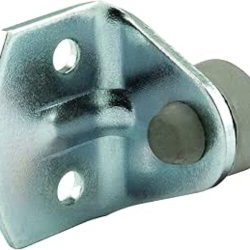 Slide-Co 162462 by-Pass Door Bumper, 5/8 in. Diameter Stop, Steel Bracket, Gray Rubber Bumper (Single Pack), Zinc