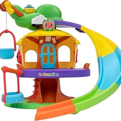 CoComelon Deluxe Clubhouse Playset – Features JJ and His Five Friends- Songs, Sounds, Phrases – Slide, Secret Tunnel, Basket Elevator, Interactive Easel, Pop Up Birds – Amazon Exclusive