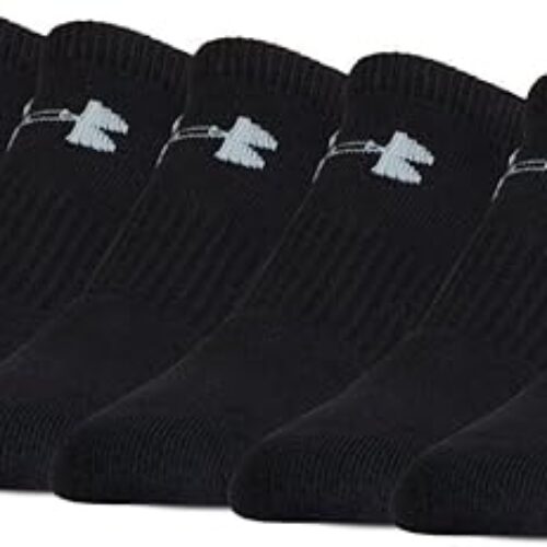 Under Armour Men`s HeatGear Performance Athletic No Show Socks, 6 Packs (Black (UR594-0999) / Anthracite/Black, Large (Men’s 9-12.5))