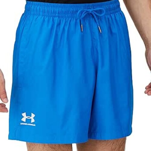 Under Armour Men’s Icon Volley Shorts – Photon Blue, X-Large, Polyester, Mid Thigh Length, Mid Rise, Loose Fit, Running
