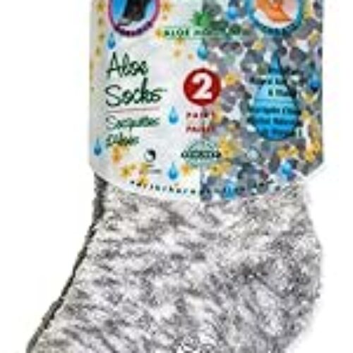 Earth Therapeutics Aloe Socks – Infused w/Aloe Vera & Vitamin E – Helps Dry Feet, Cracked Heels, Calluses – Use with Lotion – Grey/Confetti (2 Pairs)