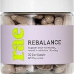 Rae Wellness Rebalance - Hormone Support with Vitamins A, C, E, St. John's Wort, Digestive Enzymes and More - Menstruation Support Supplement - Vegan, Non-GMO, Gluten-Free - 60 Caps (Pack of 1)