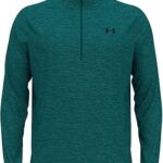Under Armour - Mens Tech Textured 1/2 Zip T Shirt, Color Circuit Teal/Black (464), Size: Large