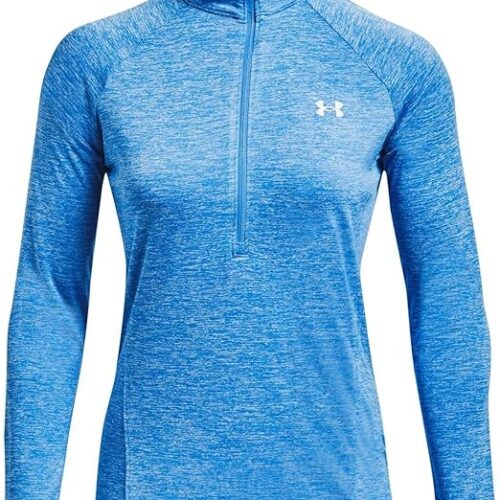 Under Armour Womens Tech Twist ½ Zip Long-Sleeve Pullover, (464) Water/White/Metallic Silver, XX-Large