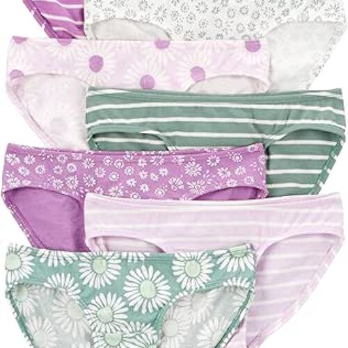 Carter’s Girls’ Little 7-pack Underwear (Green/Purple Daisy, 10-12 Years)