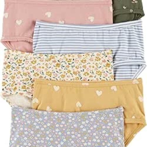 Carter’s Girls Little 7-Pack Underwear (Floral/Stripes/Hearts, 14)