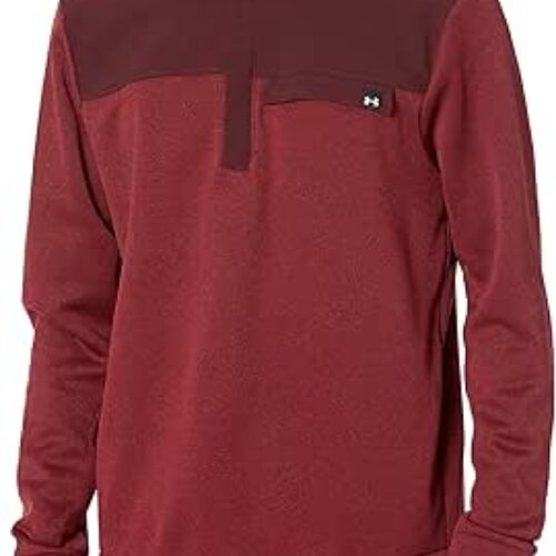 Under Armour Men’s Standard Storm SweaterFleece Half Zip, (600) Dark Maroon / / White, X-Large