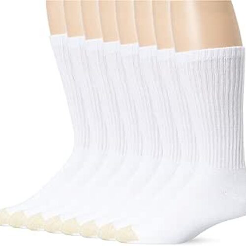 Gold Toe Men’s Cotton Crew Socks, 6+2 Bonus Pack, White (8 Pairs), Shoe Size: 6-12