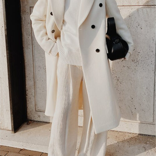 Two-color Long-sleeved Woolen Coat Women’s Clothing