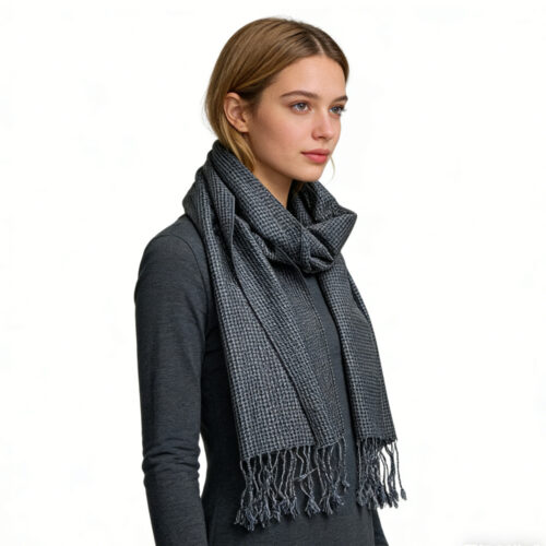 2pcs Grey Textured Minimalist Tone-on-tone Jacquard Scarf ,Luxe Look For Evening Wear,Scarf,vacation,daily Life,evening Party,Office Appropriate Subtlety For Women Men